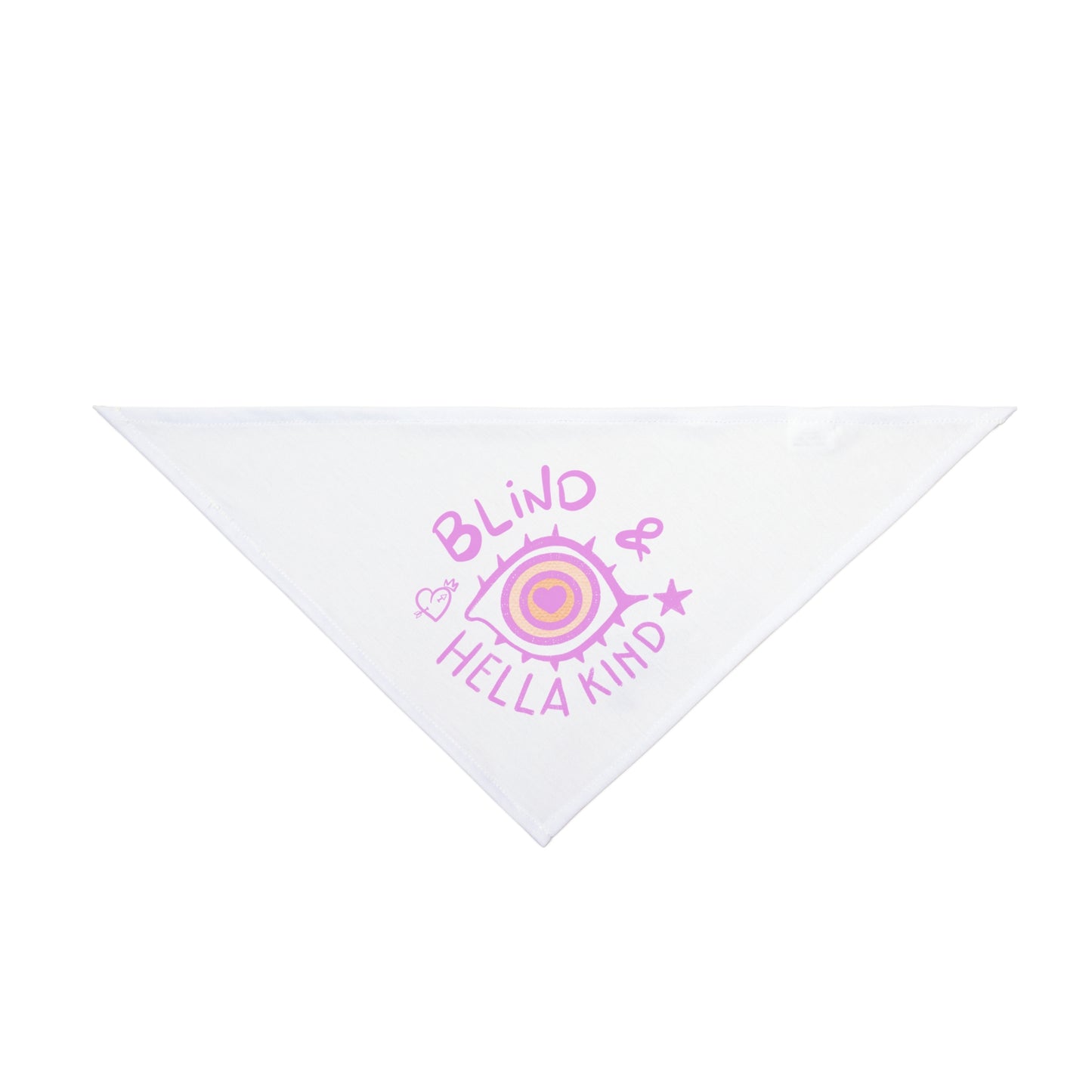 Blind & Hella Kind Pet Bandana - Pink on White