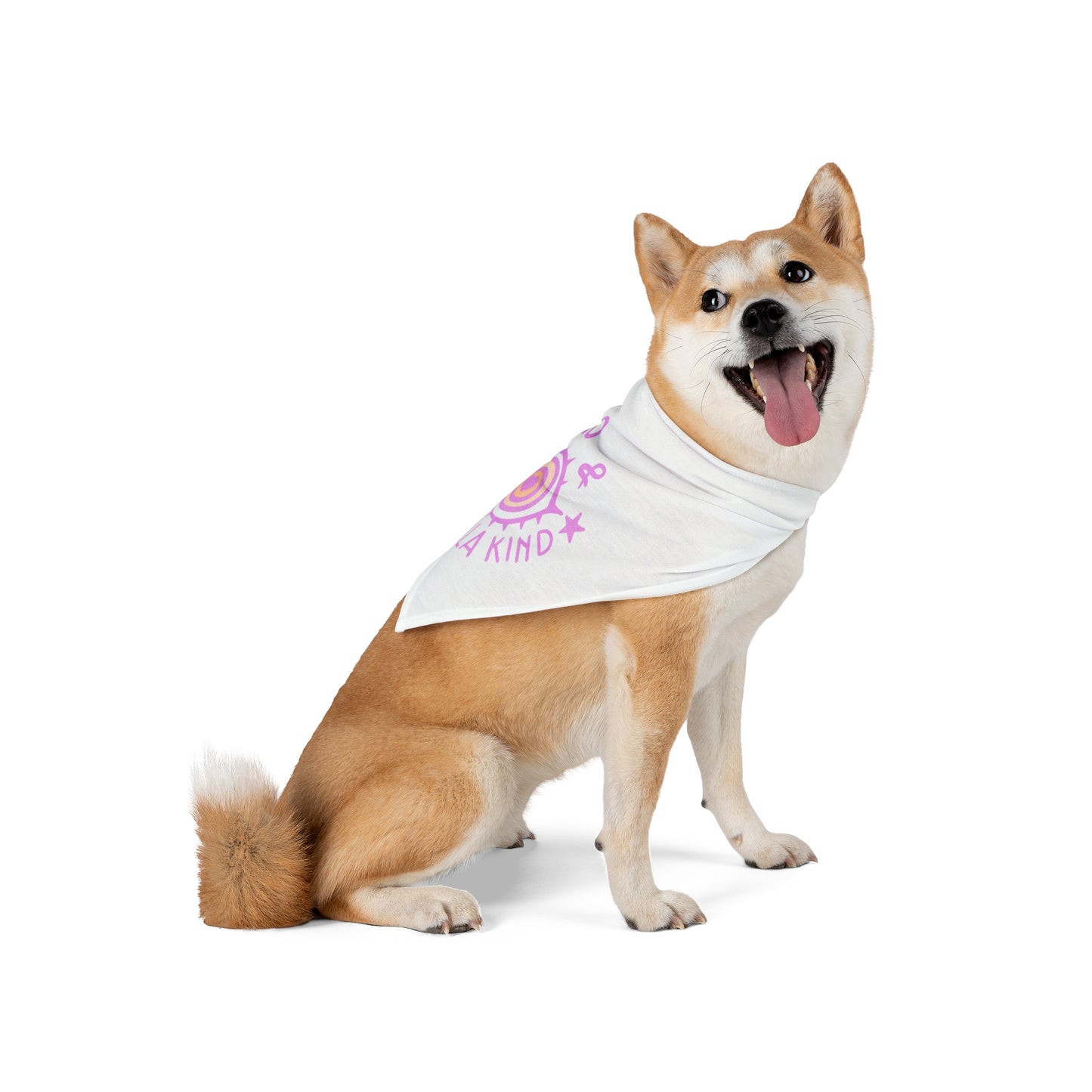 Blind & Hella Kind Pet Bandana - Pink on White